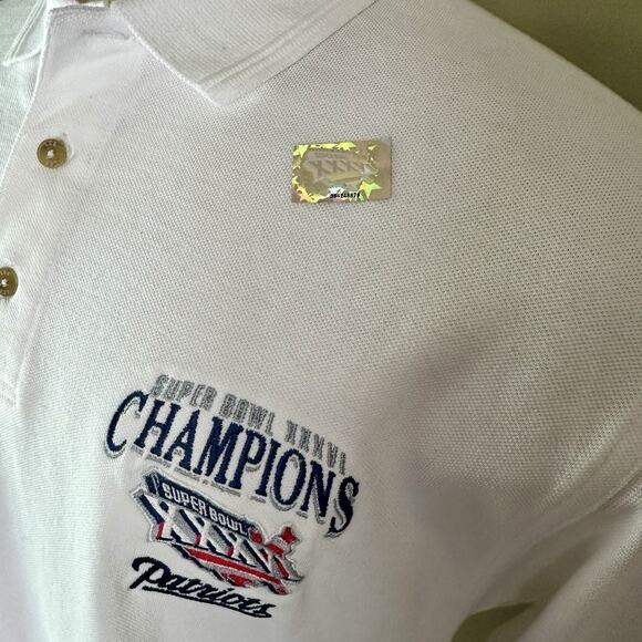 NFL Patriots Super Bowl XXXVIII 2001 Champions Polo Shirt, Men L,white Lee, New - Picture 8 of 16